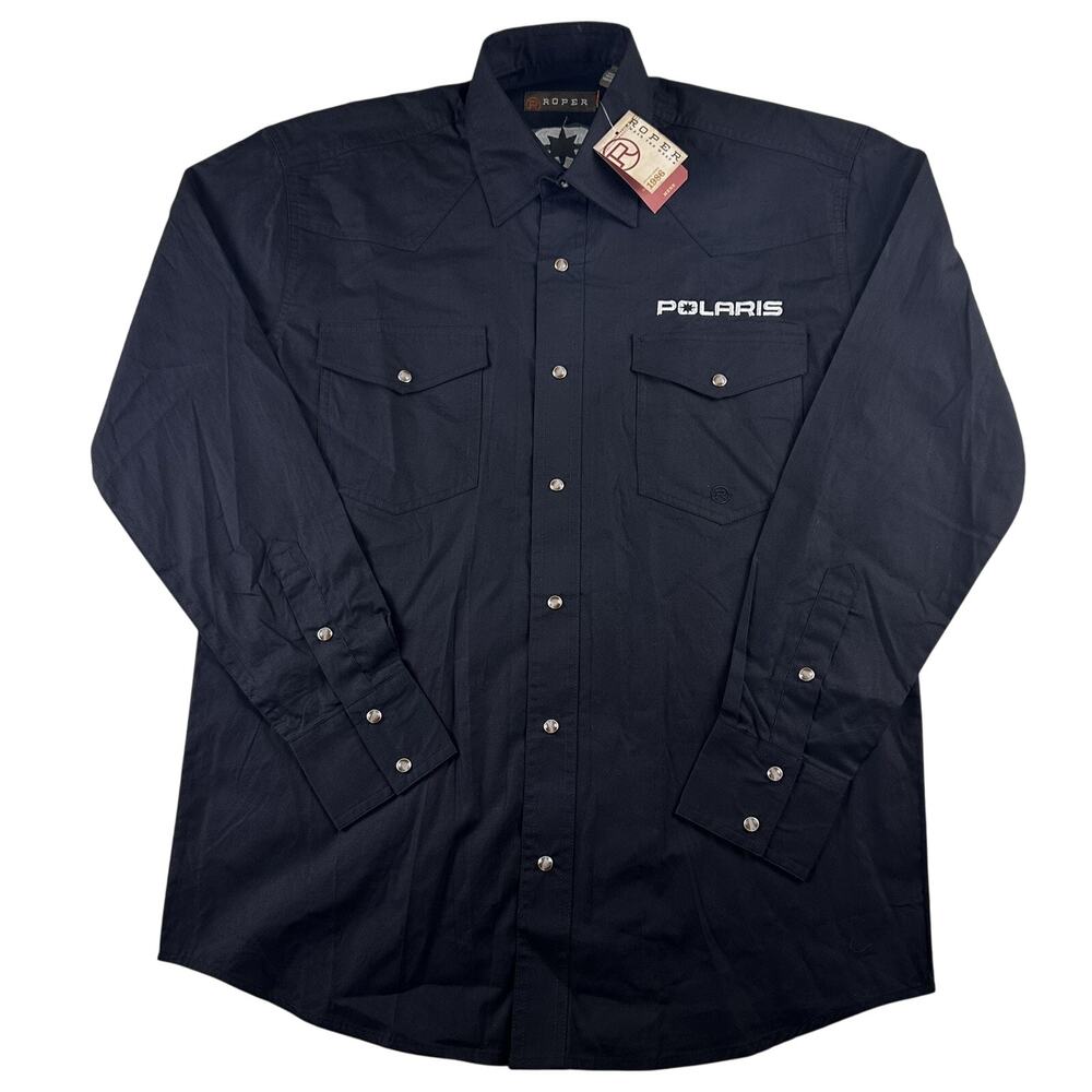 NWT Polaris Tech Pit Crew Shirt Mens Small Black Pearl snap -Roper Wear the west